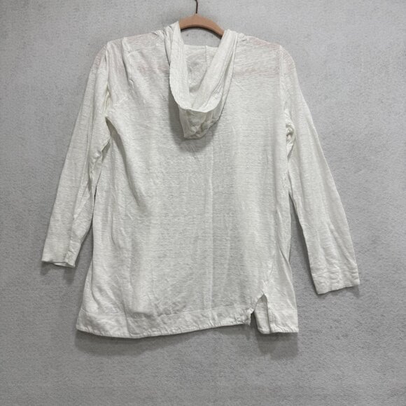 Cynthia Rowley Cardigan Sweater Womens Medium White 100% Linen Hooded Open Front - Picture 8 of 9